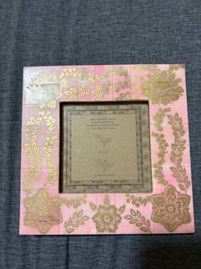 Pink and Gold Floral Bone Inlay Picture Frame - 4x4